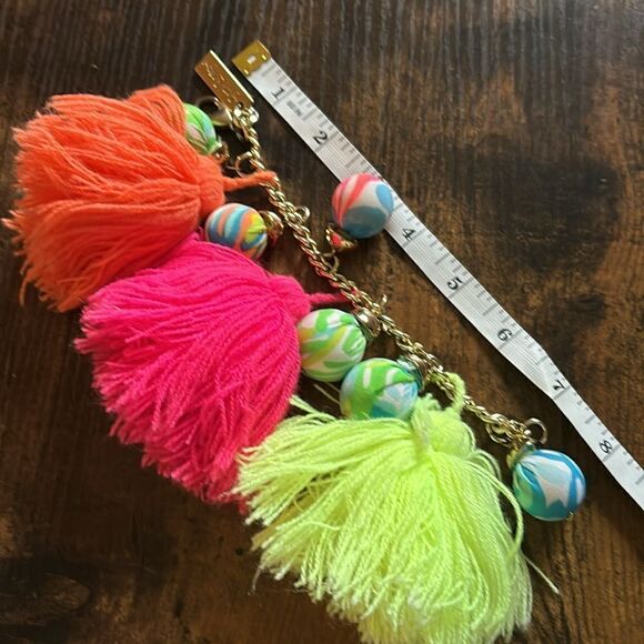 Lilly Pulitzer Boho Beach Resort Tassel Balls Bracelet Gold-Tone Hardware - Picture 6 of 7